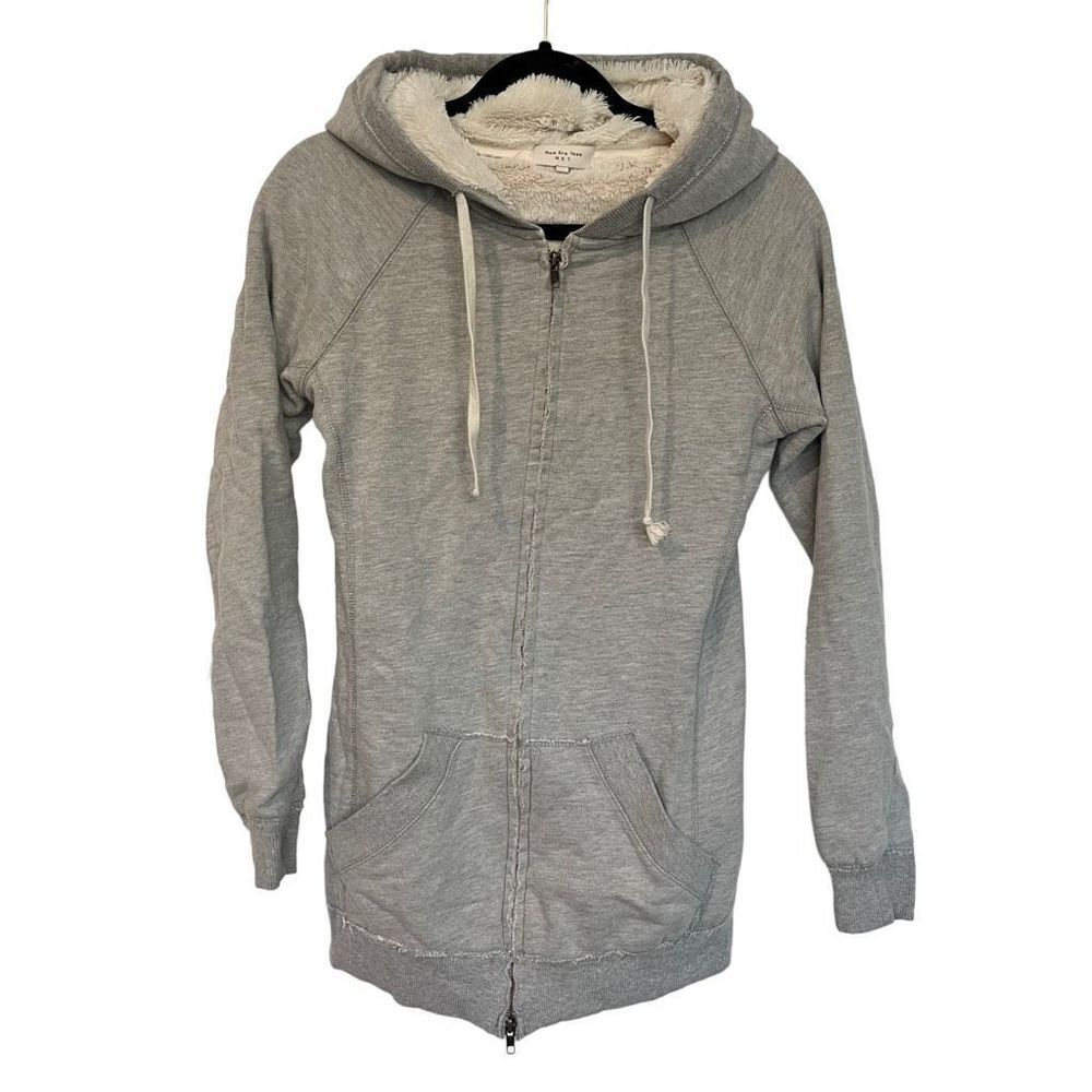 New Era Teen Women's Juniors Sherpa Fleece Lined Zip Up Hooded Sweatshirt Gray S - Picture 1 of 7